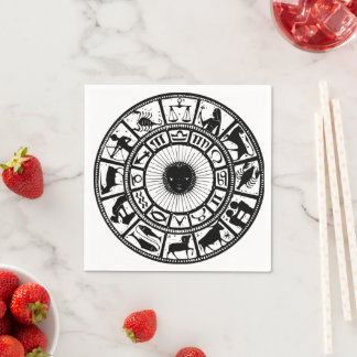 Serviette En Papier Astrologie vintage Roue Zodiaque