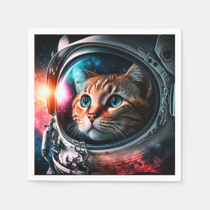 Serviette En Papier Astronaut de chat spatial drôle Kitty Galaxy Unive