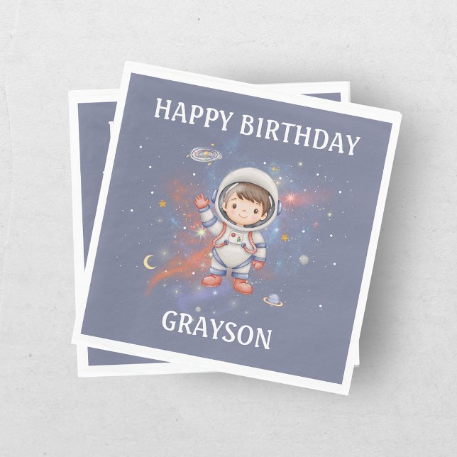 Serviette En Papier Astronaut Outer Space Girl Birthday (Créateur téléchargé)