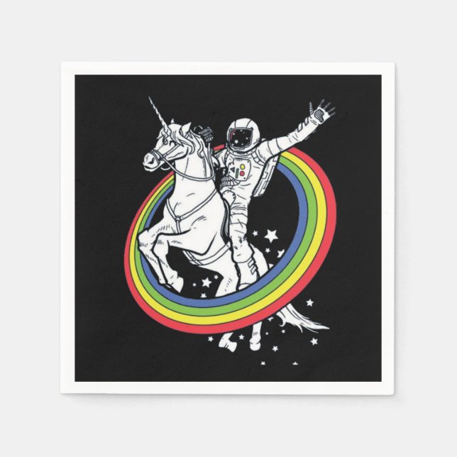 Serviette En Papier Astronaute chevauchant une licorne (Devant)
