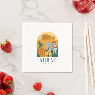 Serviette En Papier Athènes vintage Grèce Travel Napkins - Parthénon