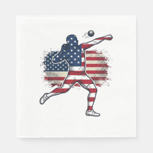 Serviette En Papier Athlète de lancer de poids patriotique Gravure vin