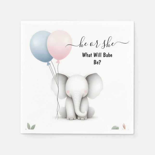 Serviette En Papier Au Big Zoo Bébé Eléphant Blanc Naissance Sexe Révé (Devant)