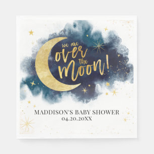 Serviette En Papier Au-dessus du Baby shower bleu Moon Gold Stars