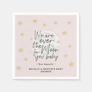 Serviette En Papier Au-Dessus Du Papier Baby shower Lune Girl