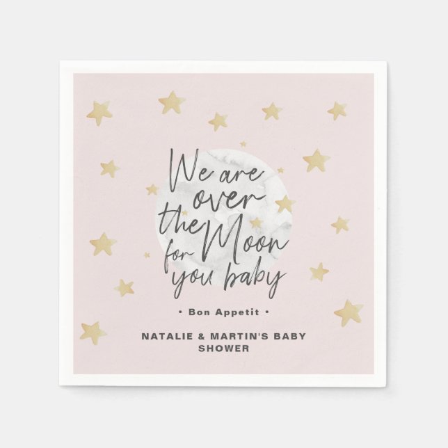 Serviette En Papier Au-Dessus Du Papier Baby shower Lune Girl (Devant)