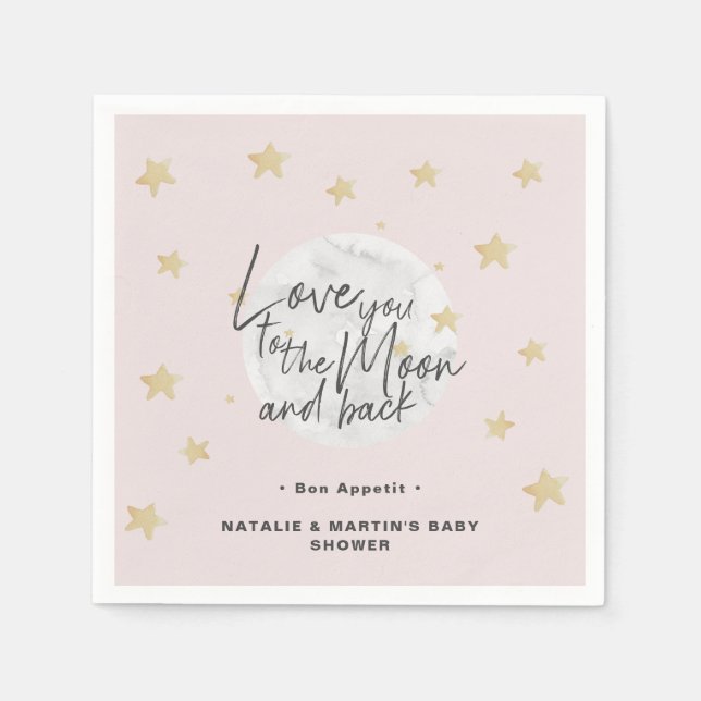 Serviette En Papier Au papier Baby shower Lune & Back Girl (Devant)