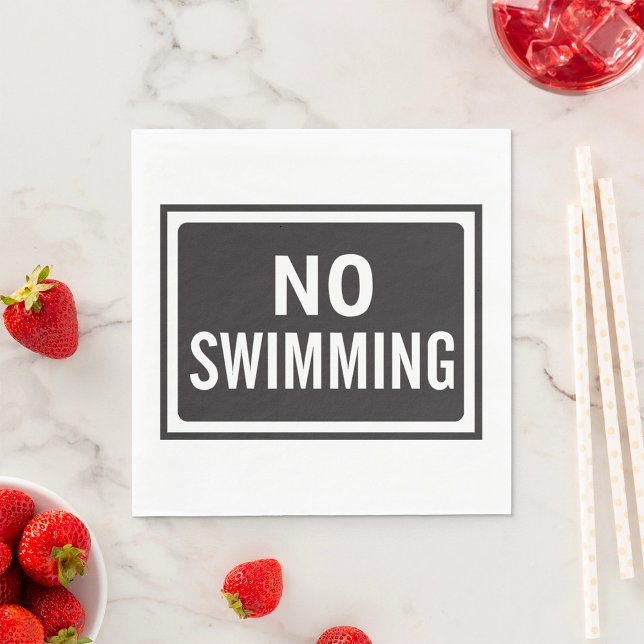 Serviette En Papier Aucun signe de natation Gras Noir et Blanc Avertis (Créateur téléchargé)