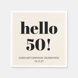 Serviette En Papier Audacieuse Typographie ivoire Moderne 50ème annive