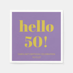 Serviette En Papier Audacieuse Typographie violet jaune moderne Annive
