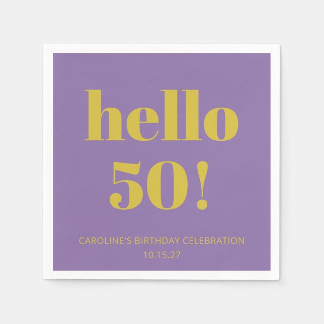 Serviette En Papier Audacieuse Typographie violet jaune moderne Annive (Devant)
