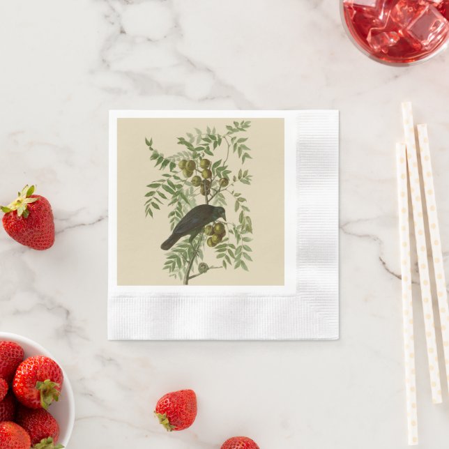Serviette En Papier Audubon American Crow Black Bird (En situation)