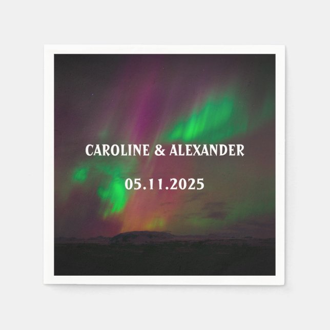 Serviette En Papier aurores boréales Aurora Borealis Mariage de ciel n (Devant)