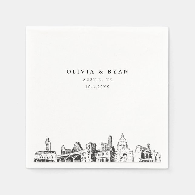 Serviette En Papier Austin Texas Mariage Cocktail Napkin (Devant)