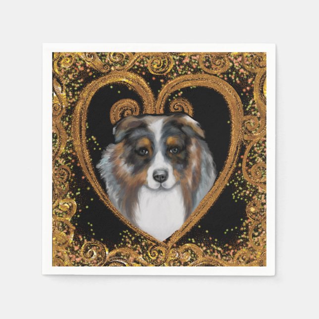 Serviette En Papier Australian Shepherd   (Devant)