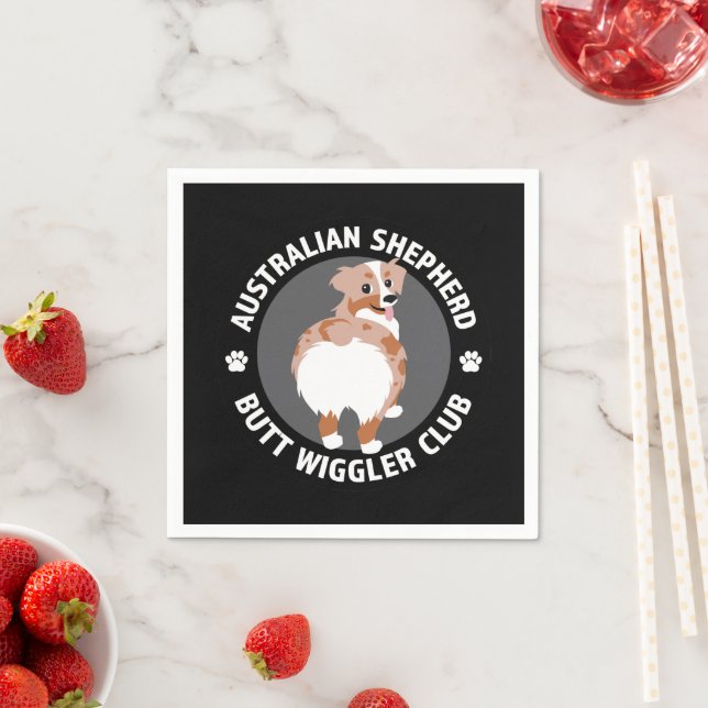 Serviette En Papier Australian Shepherd Butt Wigglers Club - Red Merle (En situation)