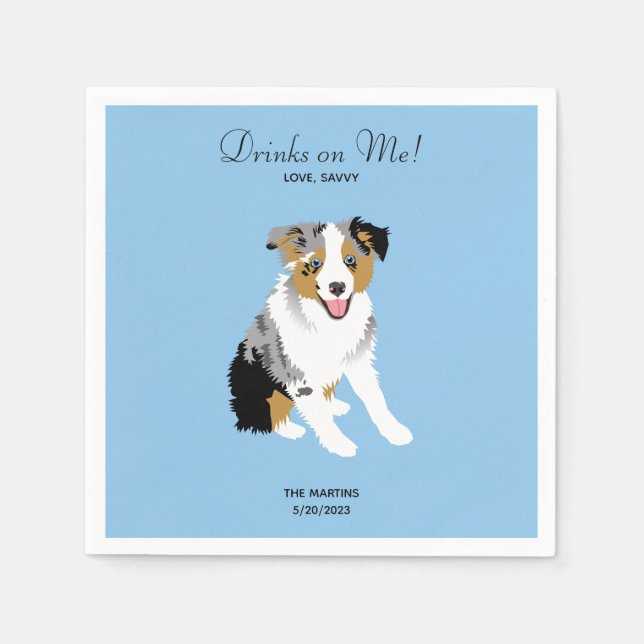 Serviette En Papier Australian Shepherd Mariage Cocktail serviettes (Devant)
