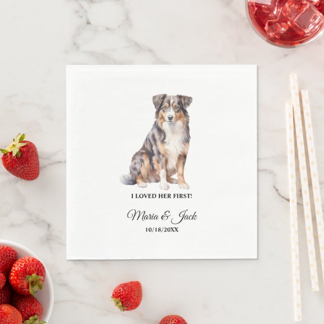 Serviette En Papier Australian Shepherd Pet Cocktail Mariage (En situation)