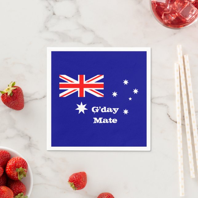 Serviette En Papier Australie, G'day Mate et drapeau australien / part (En situation)