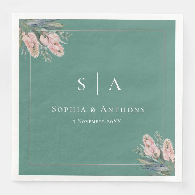 Serviette En Papier Australie turquoise Verdure Mariage serviettes (Devant)