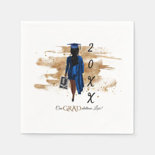 Serviette En Papier Autocollant rond afro-américain pour graduation se