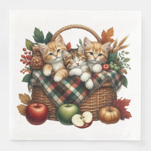 SERVIETTE EN PAPIER AUTOMNE ADORABLE CUISINES ET CATS À THÈME AUTOMNE