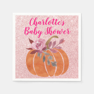Serviette En Papier Automne Automne Floral Citrouille Baby shower Rose