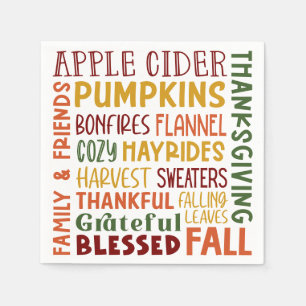 Serviette En Papier Automne Automne Hiver Thanksgiving Vacances Merci