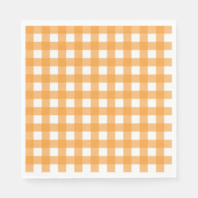 Serviette En Papier Automne Automne Orange Plaid Motif (Devant)