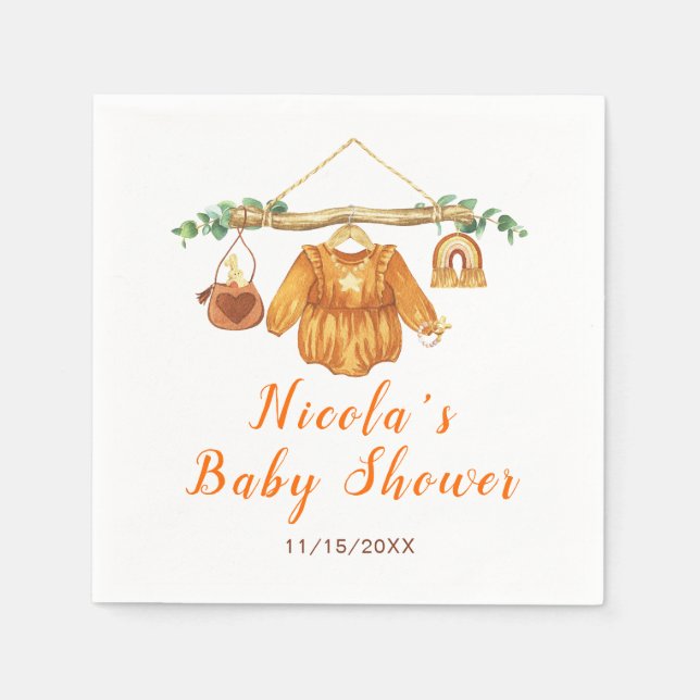 Serviette En Papier Automne Automne Vêtements Ligne Fille Baby shower (Devant)