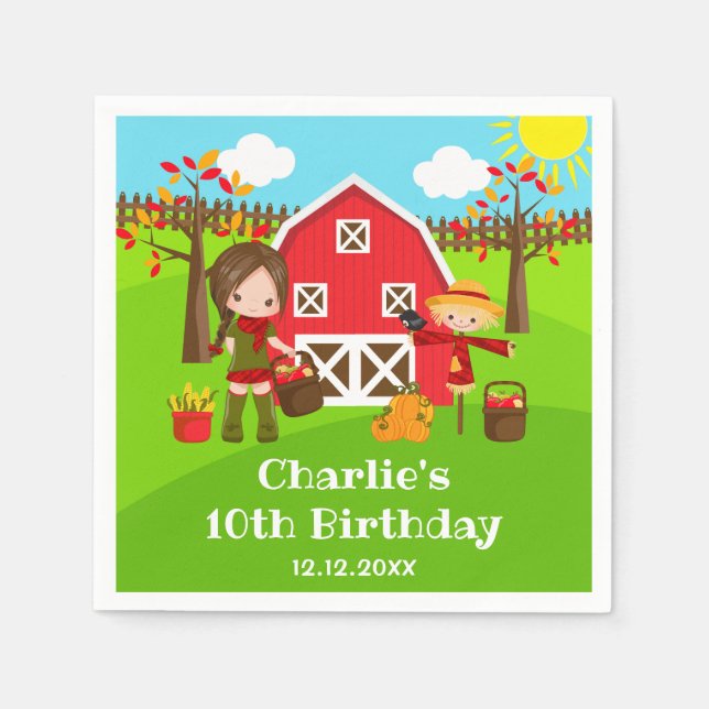Serviette En Papier Automne Barnyard Anniversaire Brown Coiffeuse (Devant)