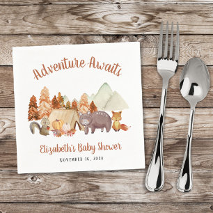 Serviette En Papier Automne Bois Animaux Aventure Baby shower
