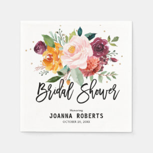 Serviette En Papier Automne Bourgogne Brousse Floral Fleur Fête des ma