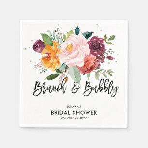 Serviette En Papier Automne Bourgogne Brousse Floral Fleur Fête des ma