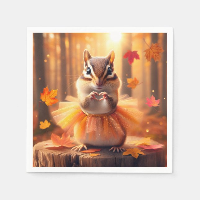 Serviette En Papier Automne Chipmunk Ballerina Danseuse (Devant)