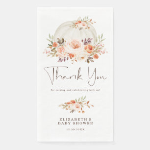 Serviette En Papier Automne Citrouille Baby shower Blush Apricot Flora