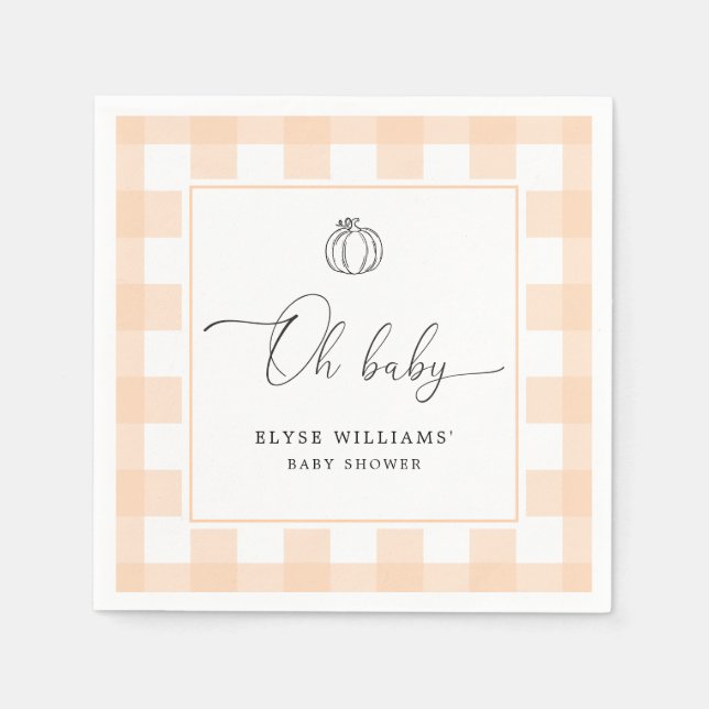 Serviette En Papier Automne Citrouille Peach En vichy Oh Baby Papier N (Devant)