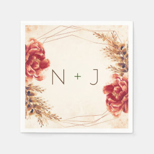 Serviette En Papier Automne Épice d'automne Floral Aquarelle Mariage