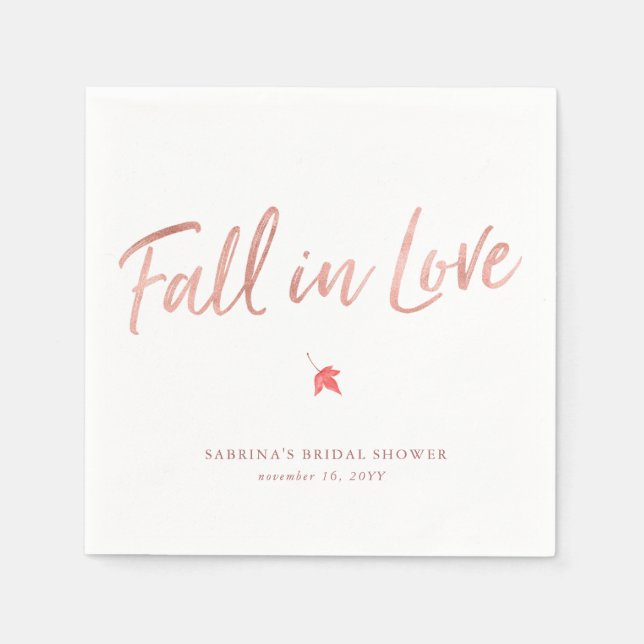 Serviette En Papier Automne Feuille d'érable Rose or chute en amour (Devant)