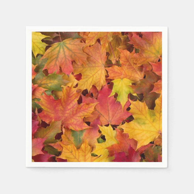 Serviette En Papier Automne Feuilles Automne Couleur Mariage Cocktail (Devant)