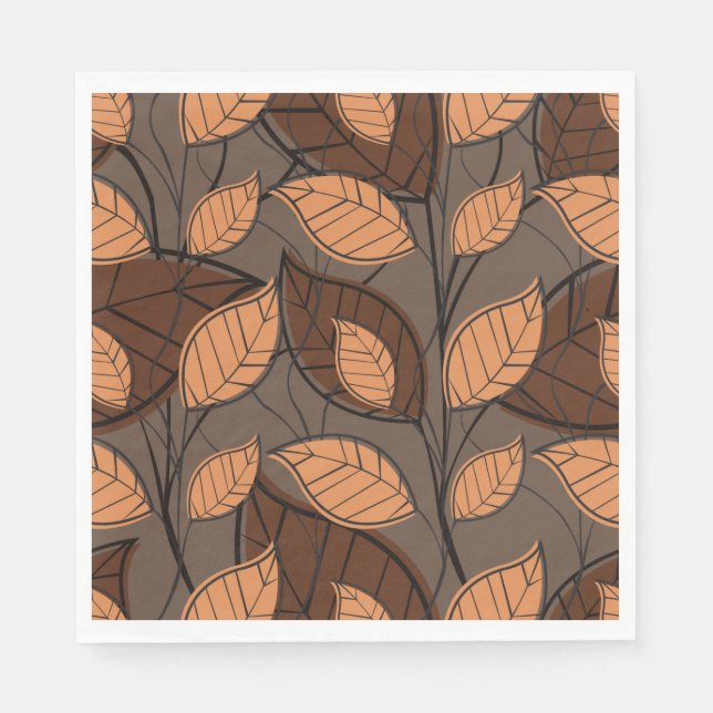 Serviette En Papier Automne Feuilles Brown (Devant)