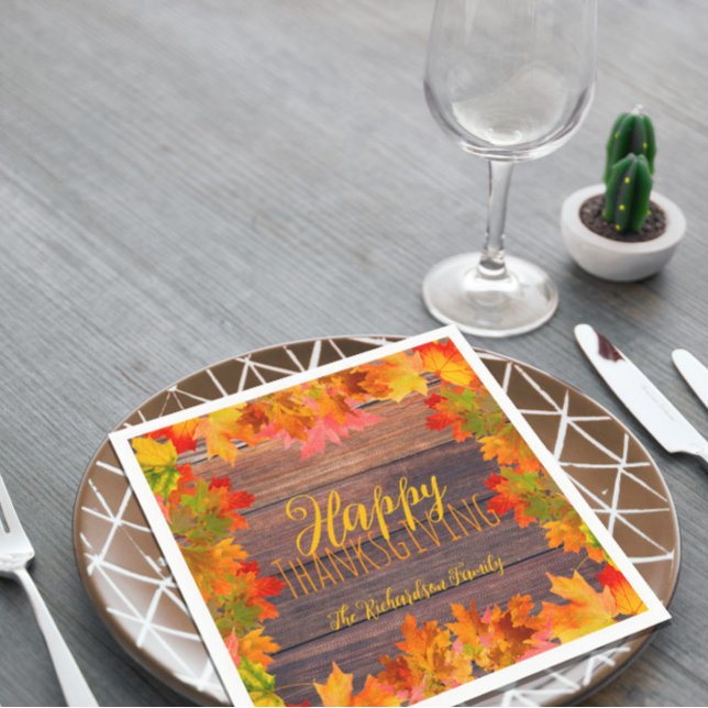 Serviette En Papier Automne Feuilles D'Automne Sur Le Bon thanksgiving (Créateur téléchargé)