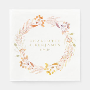 Serviette En Papier Automne Floral Aquarelle Wreath Boho Personnalisé