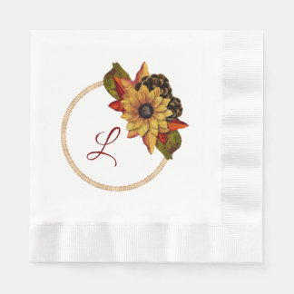 Serviette En Papier Automne Floral Monogramme Papier Napkin