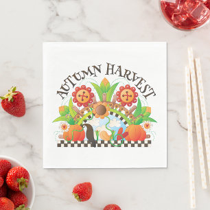 Serviette En Papier Automne Harvest Art folklorique Citrouille et tour