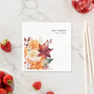 Serviette En Papier Automne Hiver Élégante Fête des mariées Florale