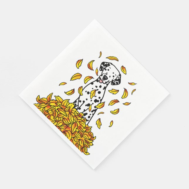 Serviette En Papier Automne laisse Dalmatie (noir 1) Chien Jouer migno (Coin)