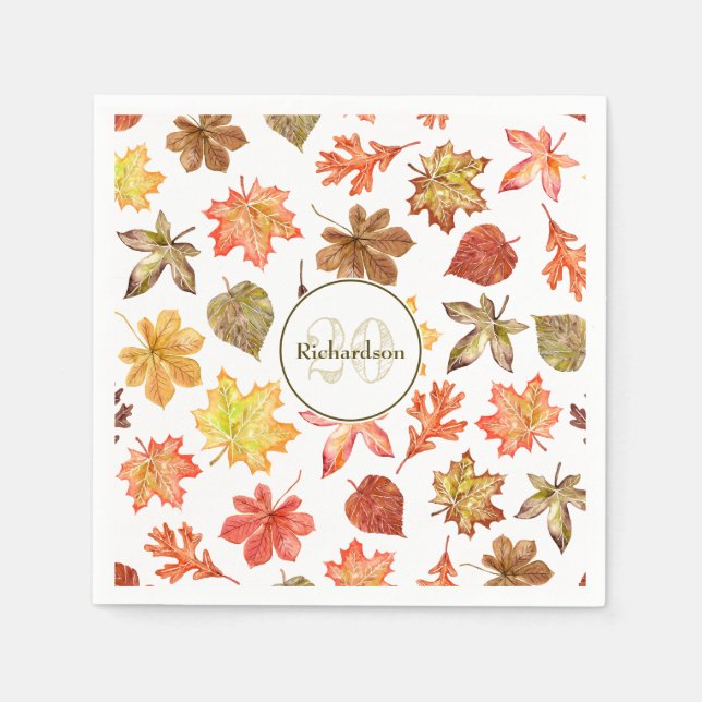 Serviette En Papier Automne laisse le nom de famille motif (Devant)