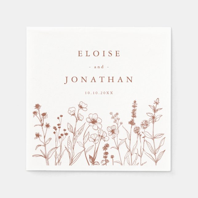 Serviette En Papier Automne minimaliste Terracotta Fleur sauvage Boho  (Devant)