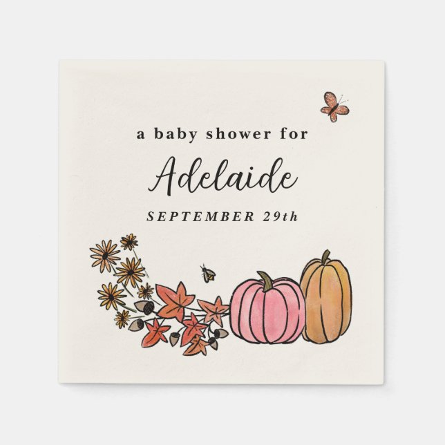 Serviette En Papier Automne Moisson Automne Bébé Fille Douche (Devant)